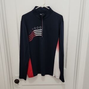 Men's Antigua White/Navy/Red USA Quarter-Zip Pullover Size Large